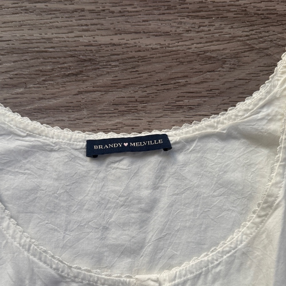 Brandy Melville White Mini Dress Button Drown Cotton - Picture 4 of 8